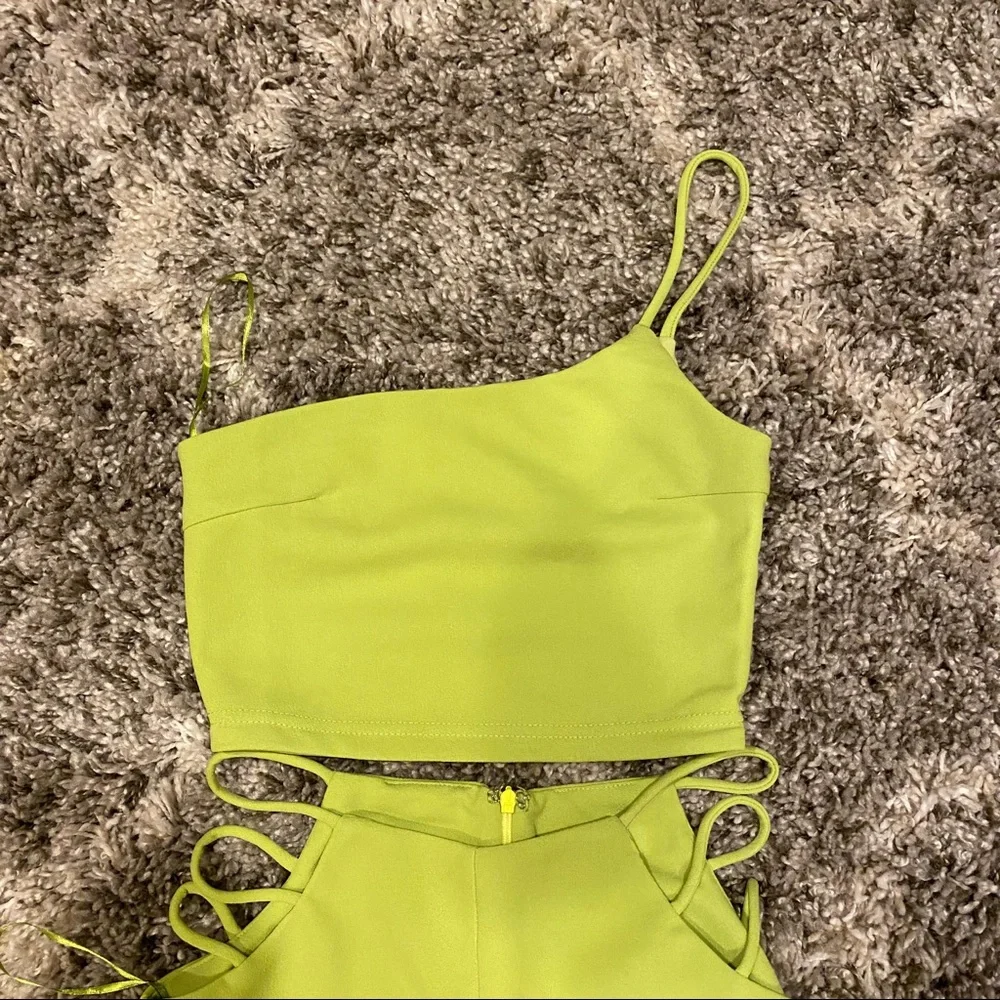 Camila Coelho Chartreuse Lime Strappy Pant Set 2 Piece Co Ord Matching Set XS